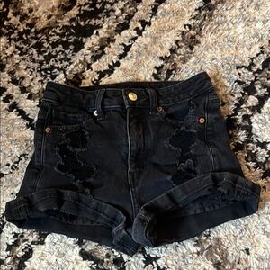 American Eagle Outfitters Black Ripped Jean Shorts